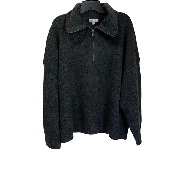 J. Crew Half Zip Sweater Merino Alpaca Knit Minimalist Preppy 2X - Picture 1 of 6